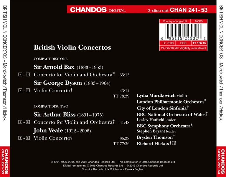 British Violin Concertos | Lydia Mordkovitch, Sir Arnold Bax, Sir George Dyson, John Veale - 1 | YEO