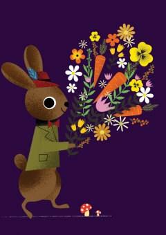 Felicitare Rabbit with Flower | Roger la Borde