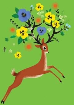 Felicitare Flowery Deer | Roger la Borde