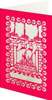 Christmas Card. Fireplace stocking | Roger La Borde