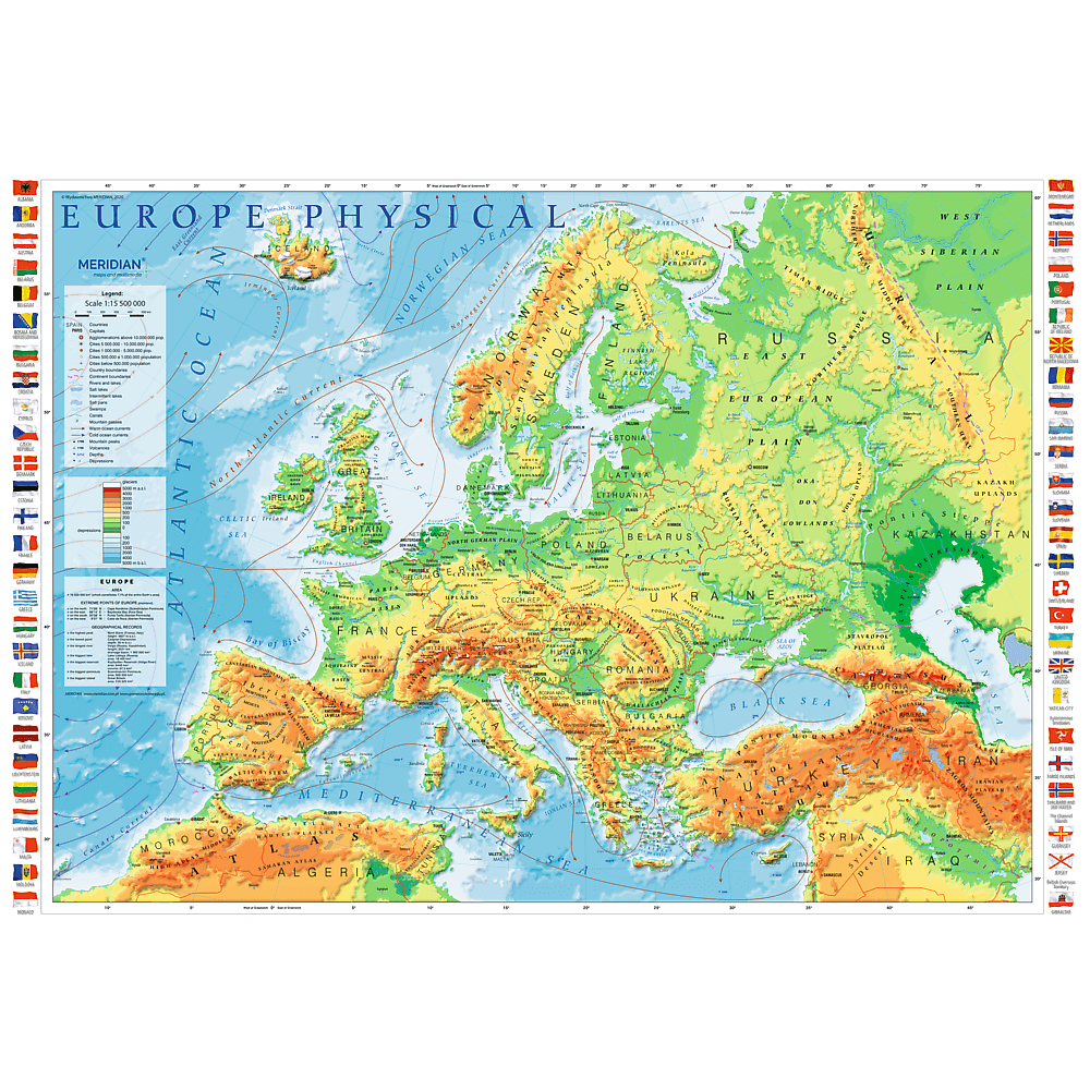 Puzzle 1000 piese - Harta Fizica a Europei | Trefl - 1