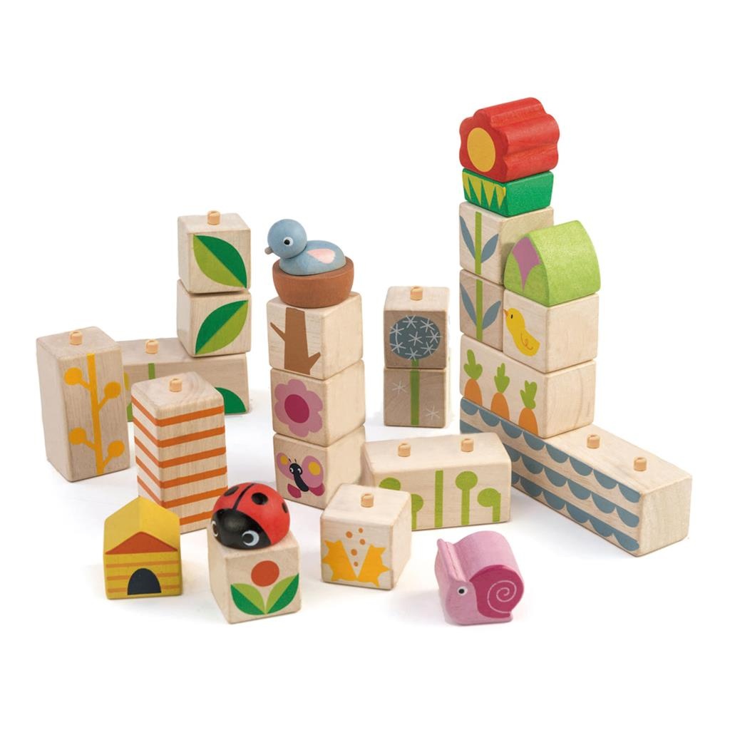  Set cuburi cu ilustratii - Gradina, 24 piese | Tender Leaf Toys 