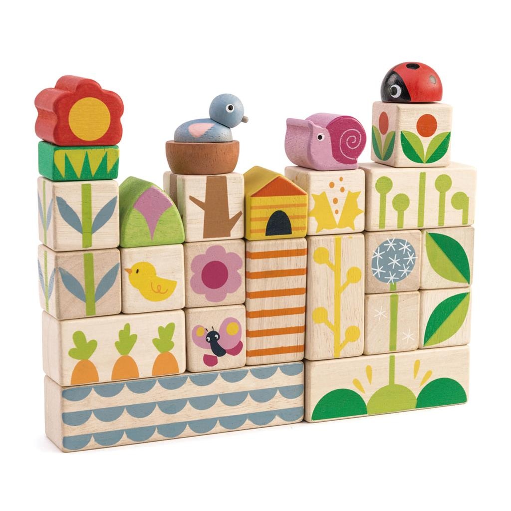 Set cuburi cu ilustratii - Gradina, 24 piese | Tender Leaf Toys