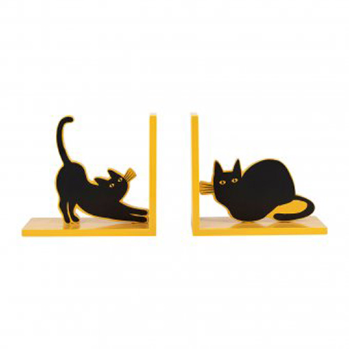 Suport lateral pentru carti - Cats Left+Right, yellow black | Yliades