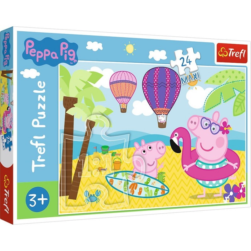 Puzzle 24 piese maxi - Peppa Pig in Vacanta | Trefl