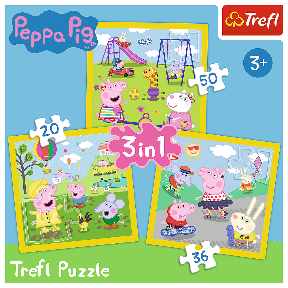 Puzzle 3in1 - Peppa Pig - O Zi Aniversara | Trefl