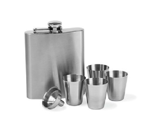 Set sticla 200 ml cu 4 pahare 30 ml din inox | F&H of Scandinavia