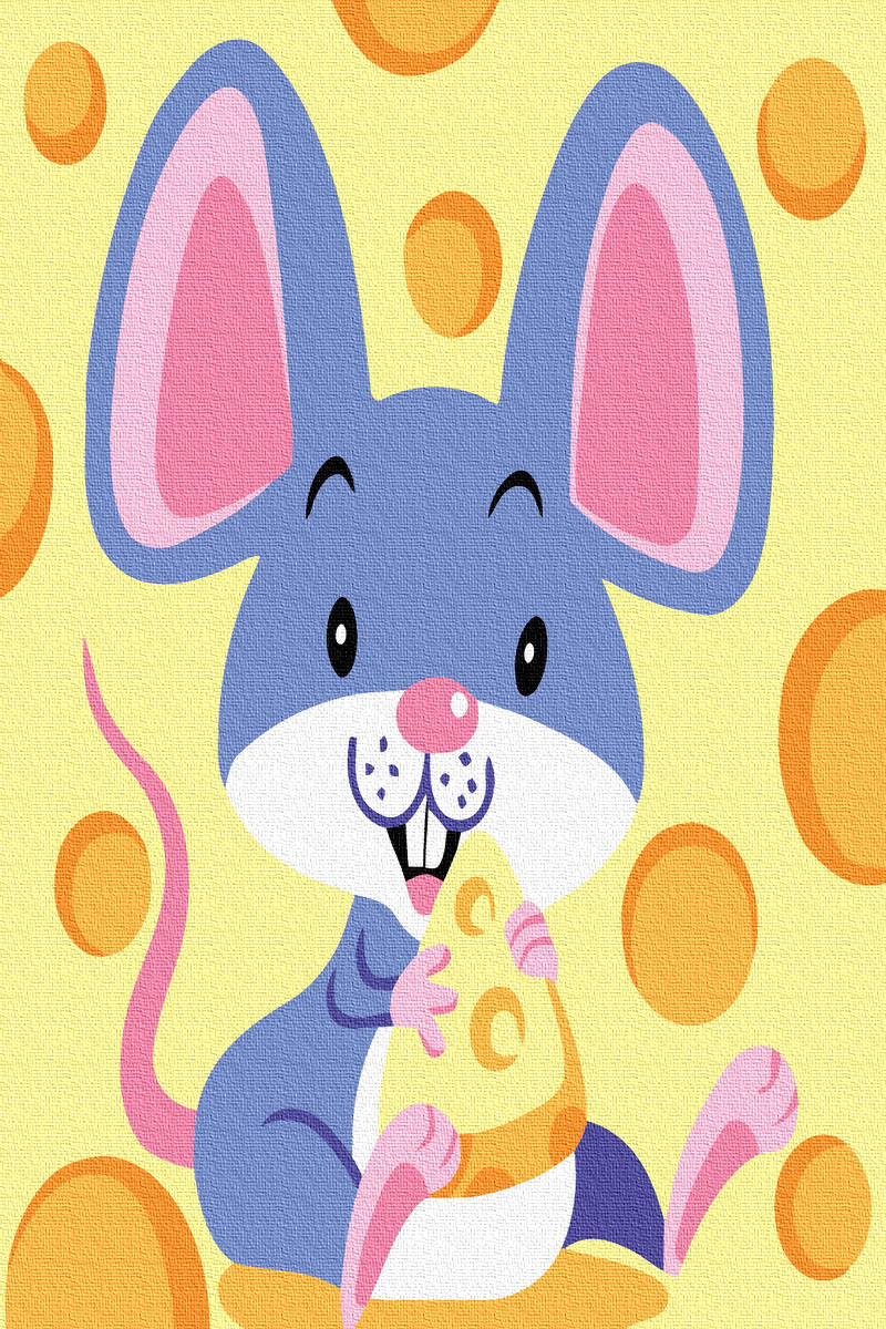 Set pictura pe numere - Happy Mouse, 20x30 cm | Acuarello