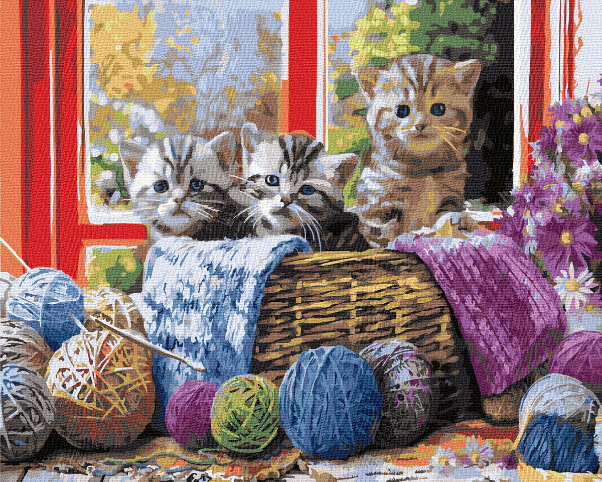 Set pictura pe numere - Cute Kittens, 40X50cm | Acuarello