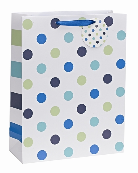 Punga pentru cadou - Spots Stripes - Blue - mica | Meridian Import Company
