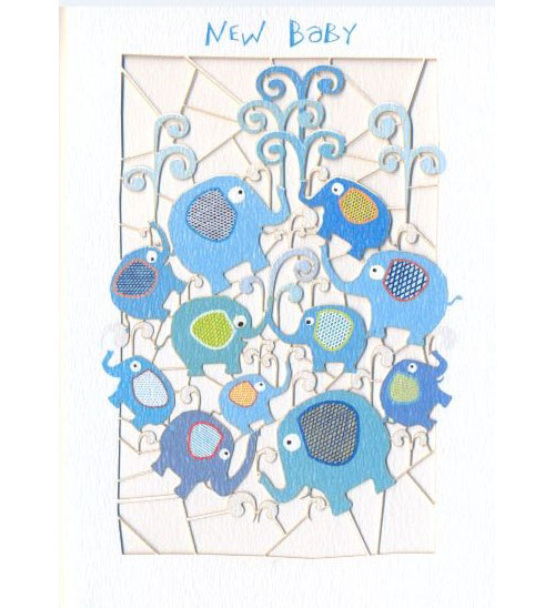 Felicitare - Blue Elephants | Forever Handmade Cards