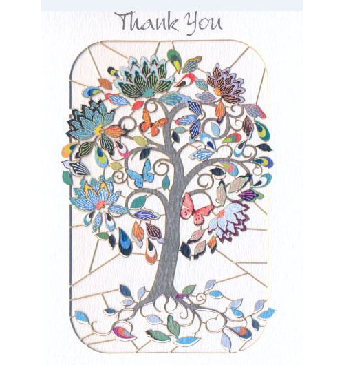 Felicitare - Thank You - Exotic Flowering Tree | Forever Handmade Cards