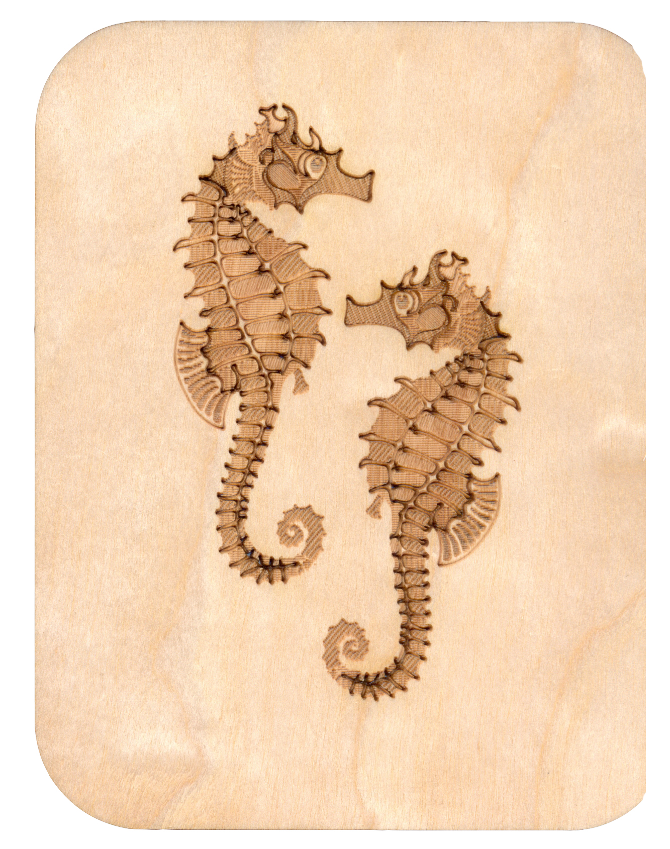 Felicitare din lemn - Seahorses | Forever Handmade Cards