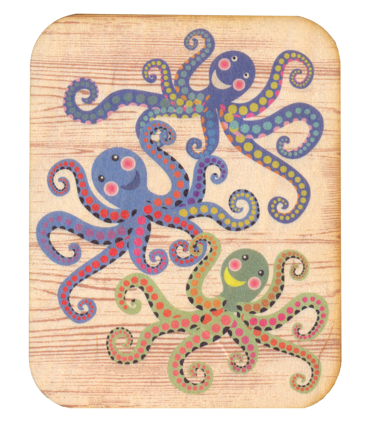 Felicitare din lemn - Octopus trio | Forever Handmade Cards