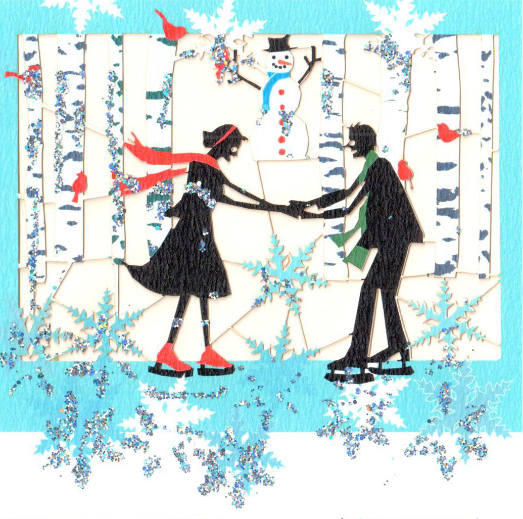 Felicitare - Xmas Ice Birch Tree Snow Man Couple | Forever Cards Limited