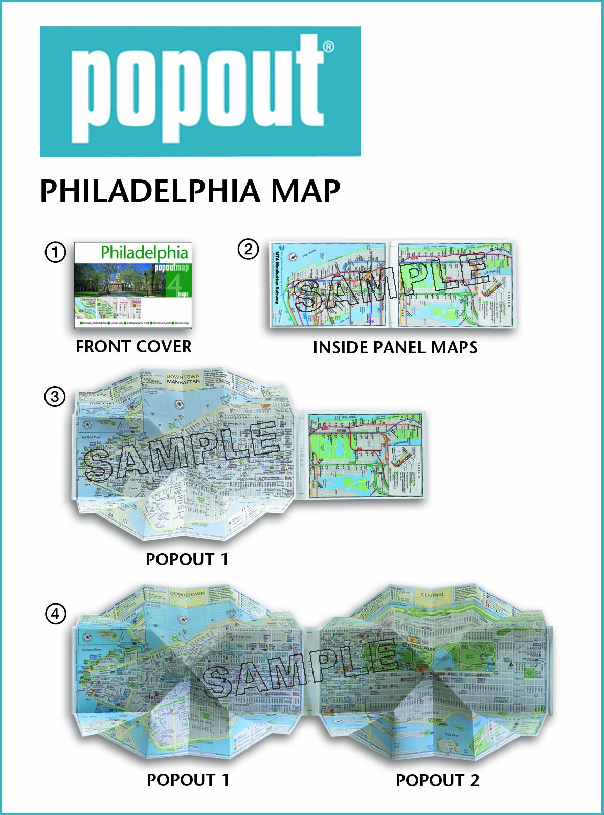 Philadelphia PopOut Map | - 1 | YEO