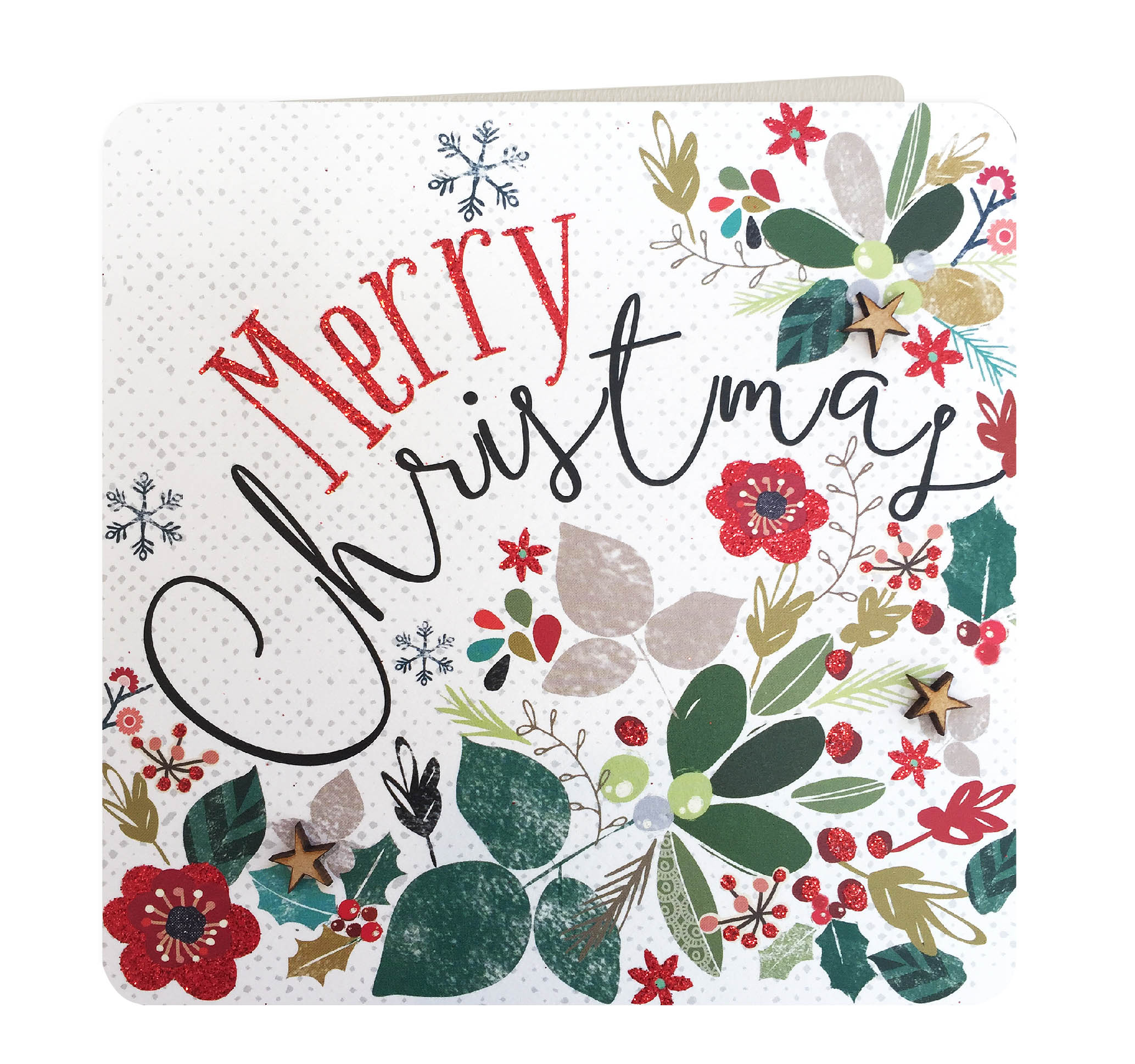 Felicitare - Merry Christmas White Floral | Laura Darrington Design