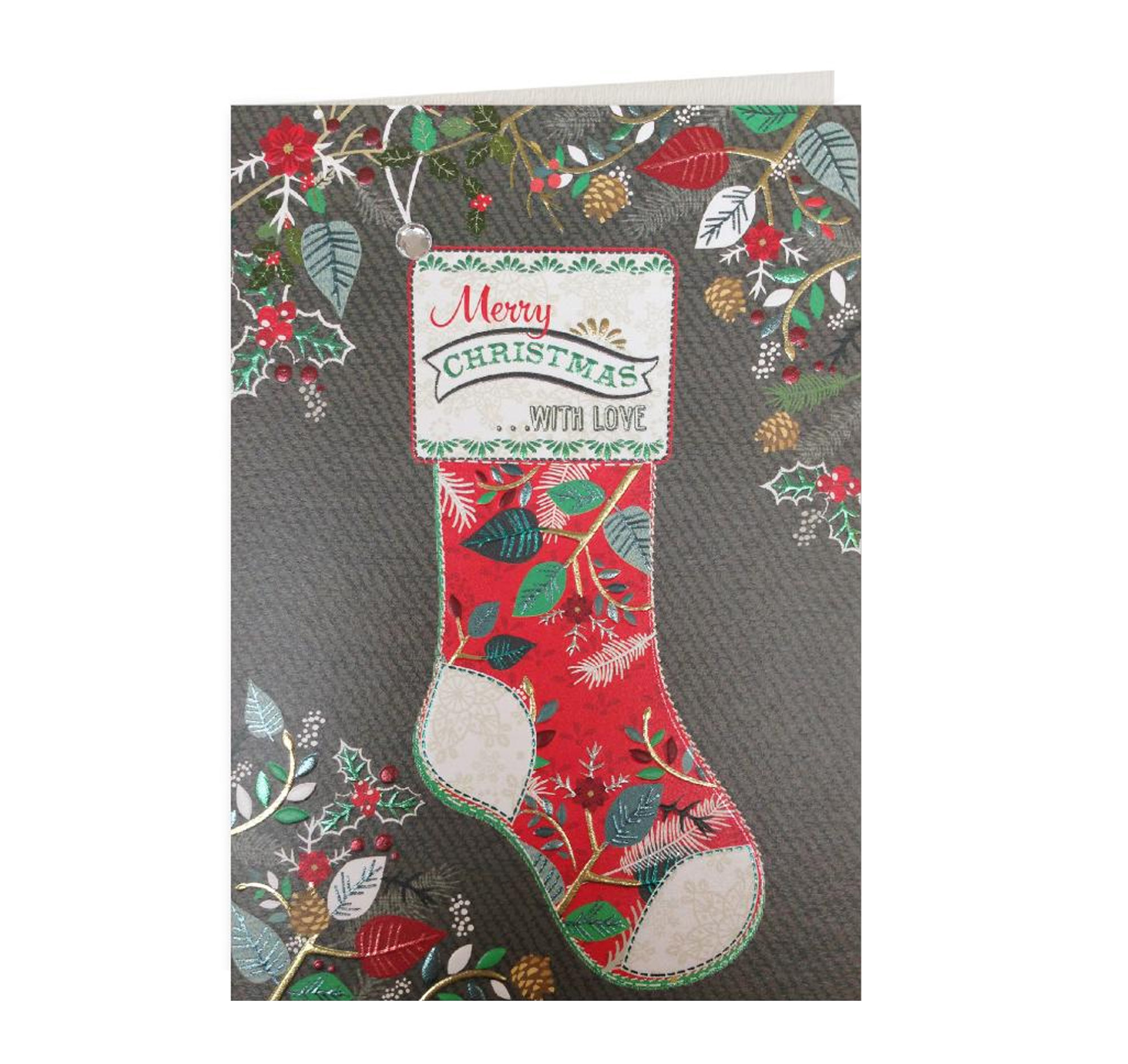 Felicitare - Merry Christmas With Love Stocking | Laura Darrington Design