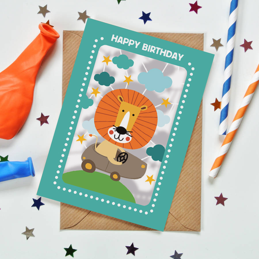 Felicitare - Happy Birthday Lion Kids | Alljoy Design