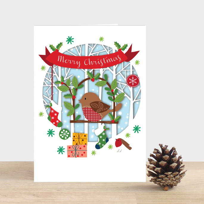 Felicitare - Merry Christmas Forest Bird | Alljoy Design