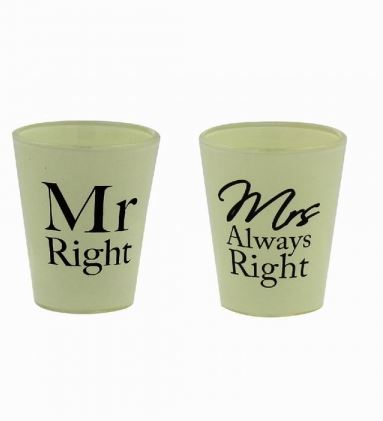 Set 2 pahare pentru shot - Mr Right & Mrs Always Right | Lesser & Pavey