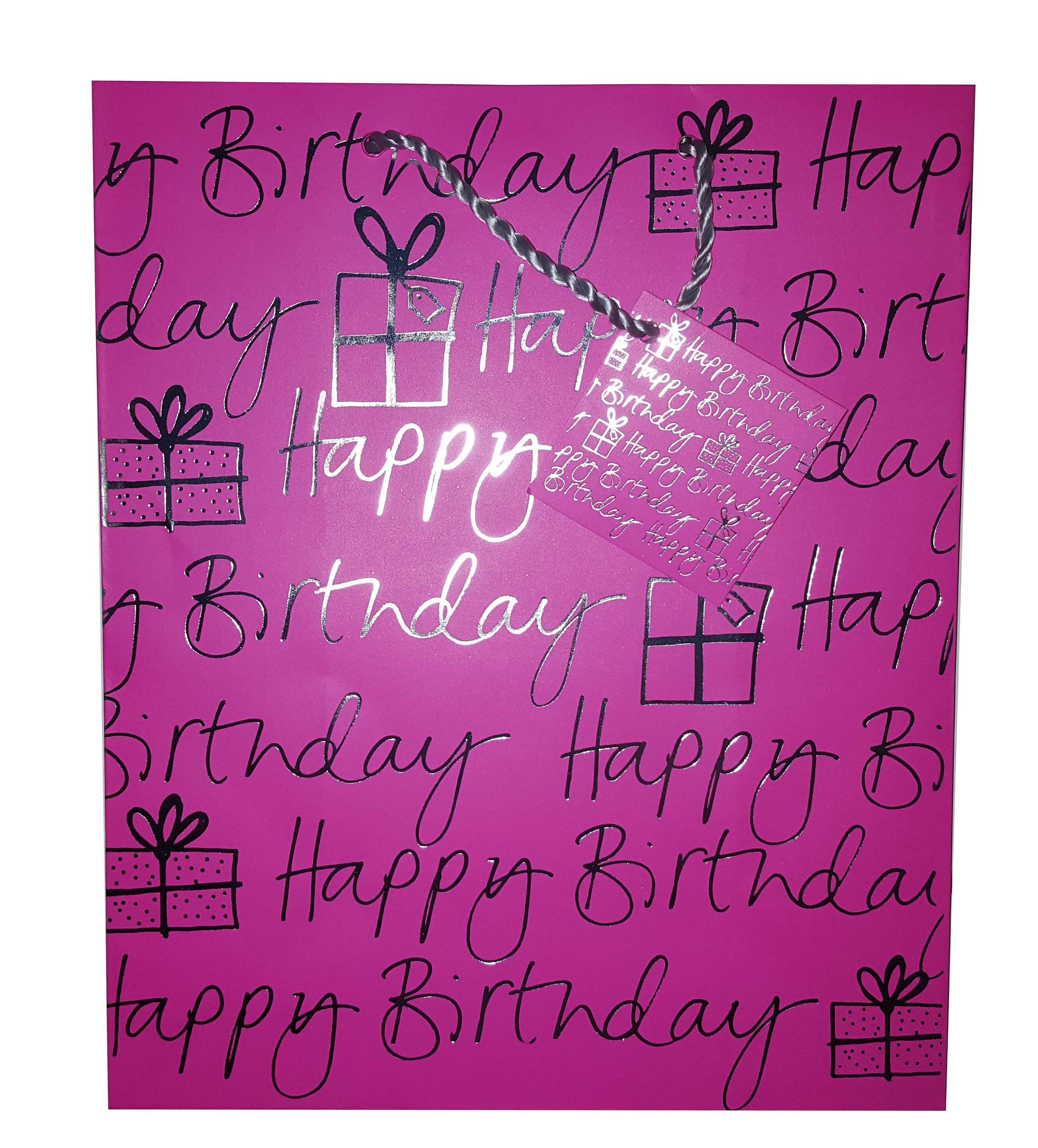 Punga medie pentru cadouri - Happy Birthday Pink | Glick