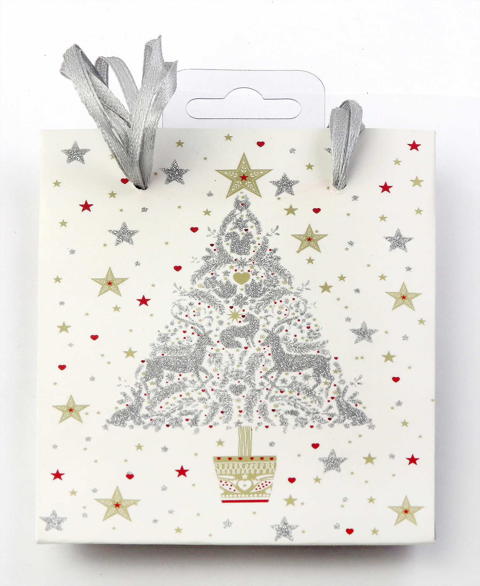 Punga pentru cadou - Pizazz Nature Christmas Tree, silver 11x14cm | Glick