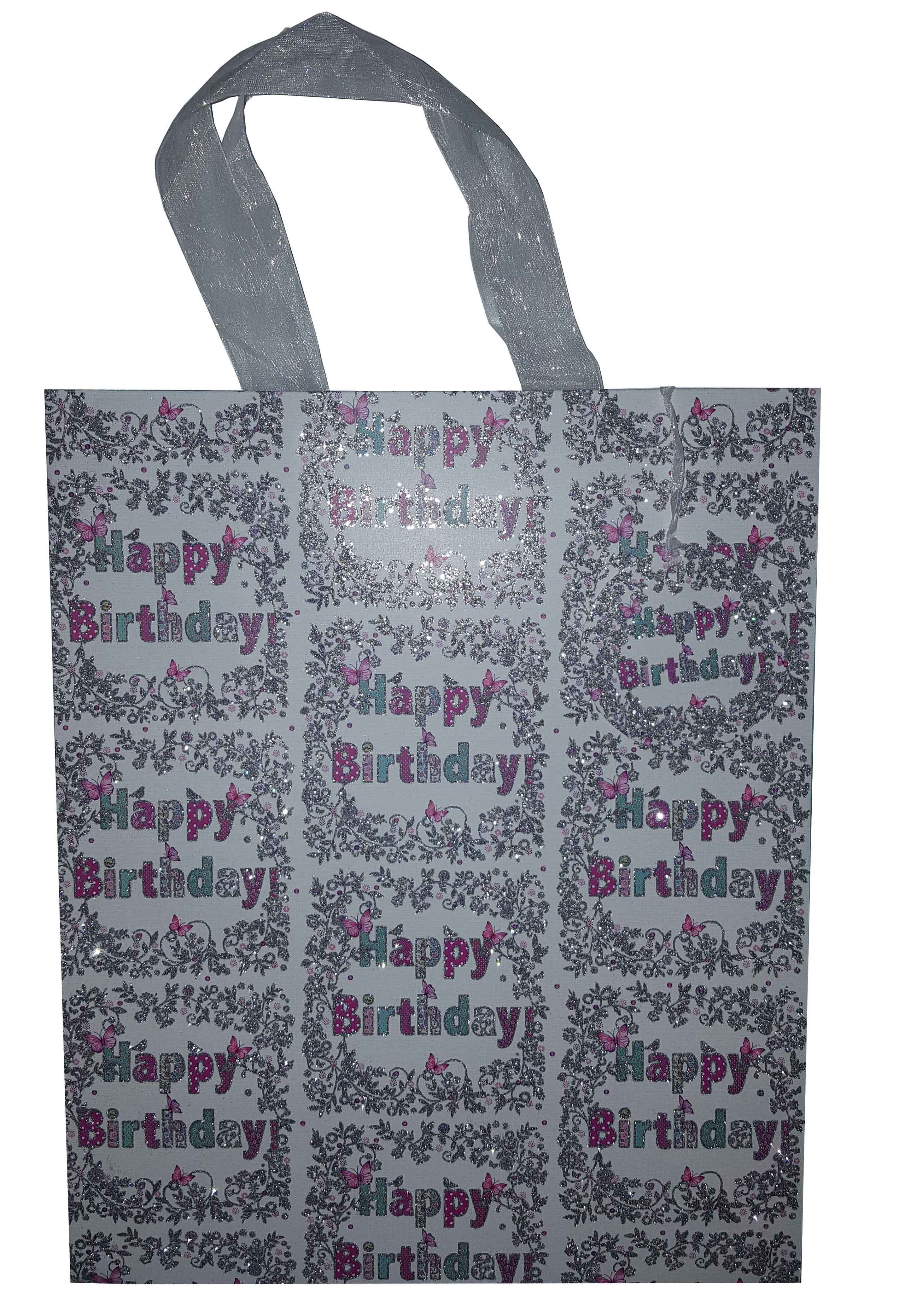 Punga mare pentru cadouri - Happy Birthday glitter | Glick