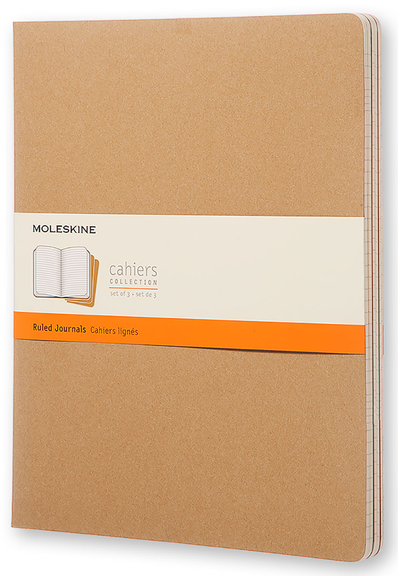 Set 3 caiete - Moleskine Cahier - XXL, Ruled - Kraft Brown | Moleskine - 4 | YEO