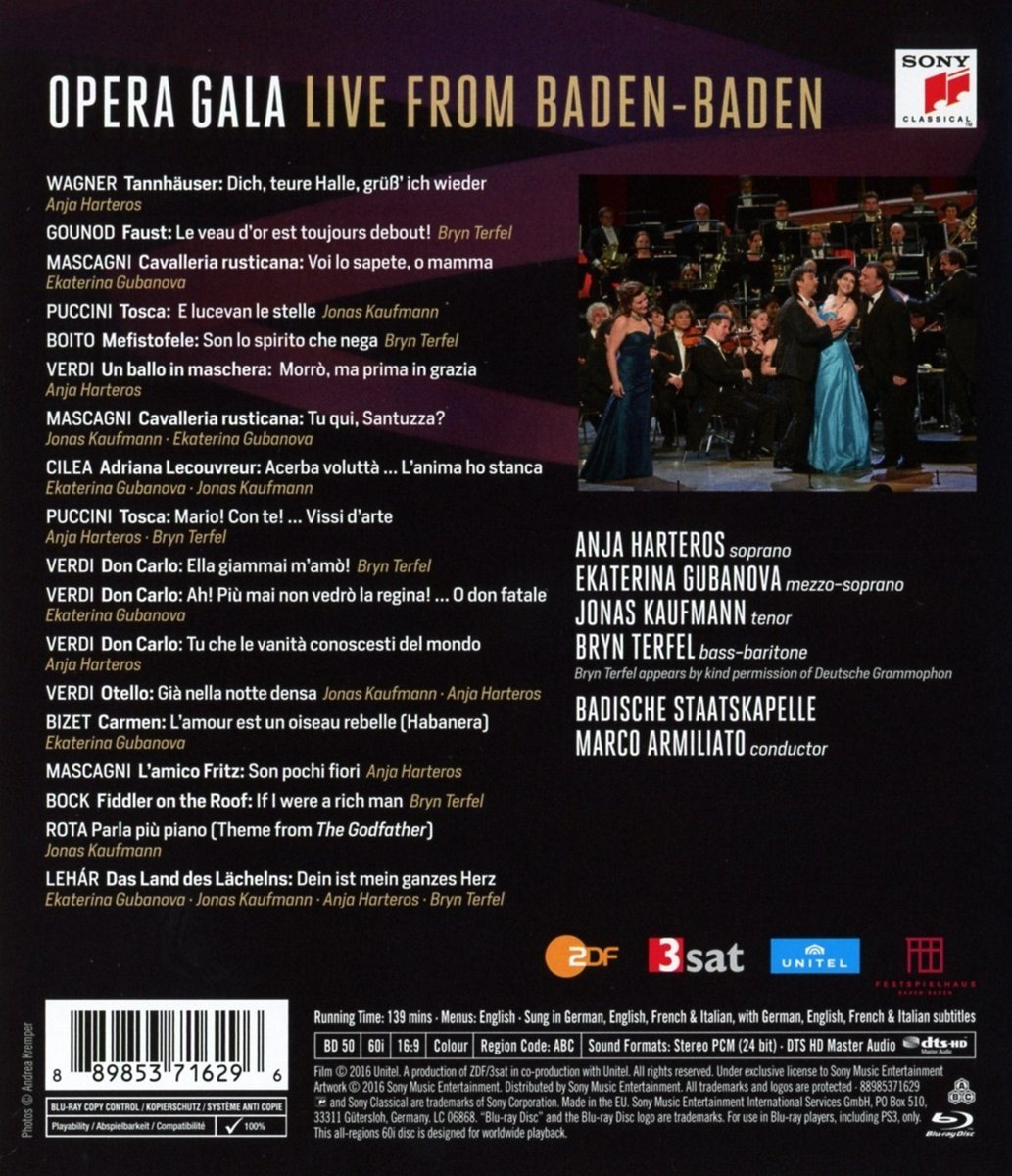 Opera Gala: Live From Baden-Baden Blu Ray Disc | Jonas Kaufmann - 1 | YEO