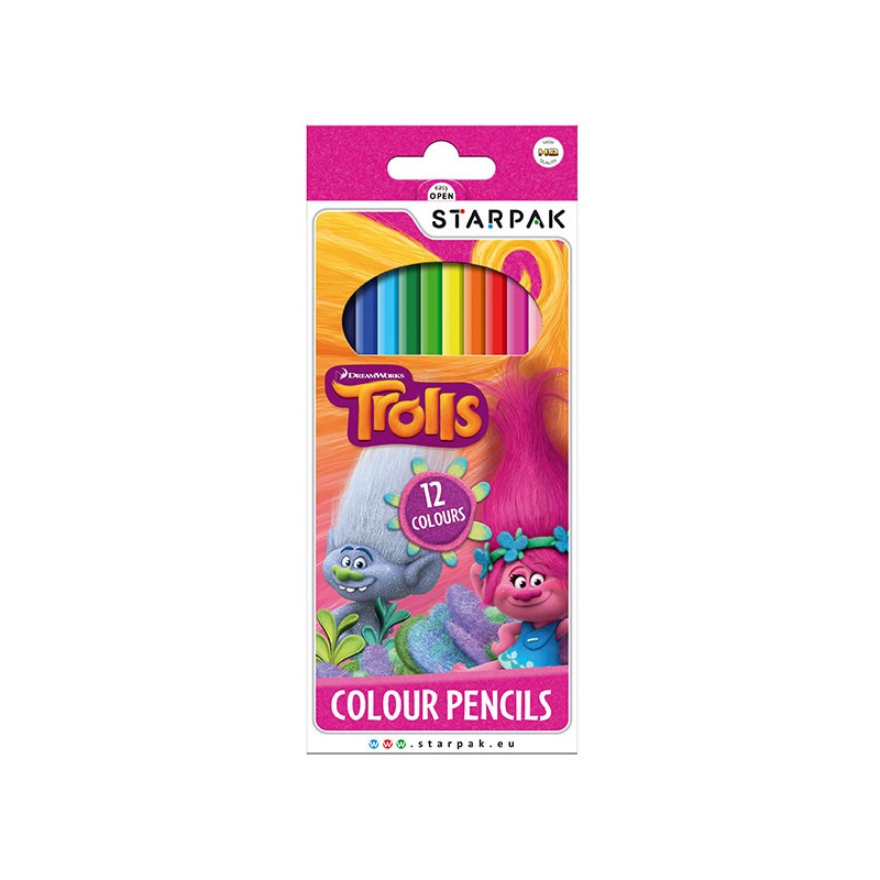 Creioane colorate 12 culori Trolls | Mediadocs