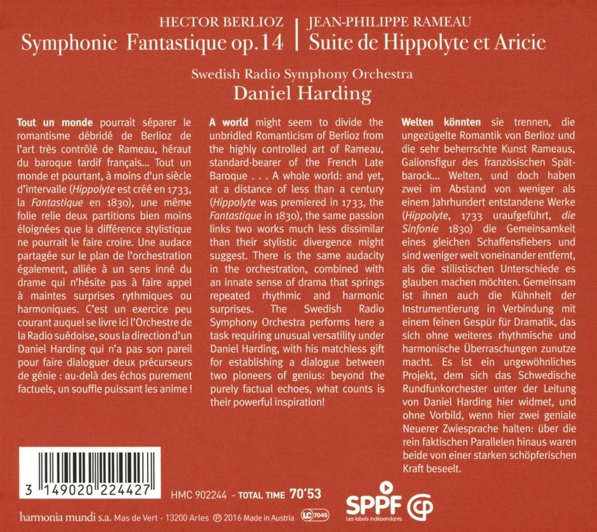 Berlioz: Symphonie Fantastique. Rameau: Suite de Hyppolyte et Aricie | Hector Berlioz, Jean Philippe Rameau, Swedish Radio Symphony Orchestra