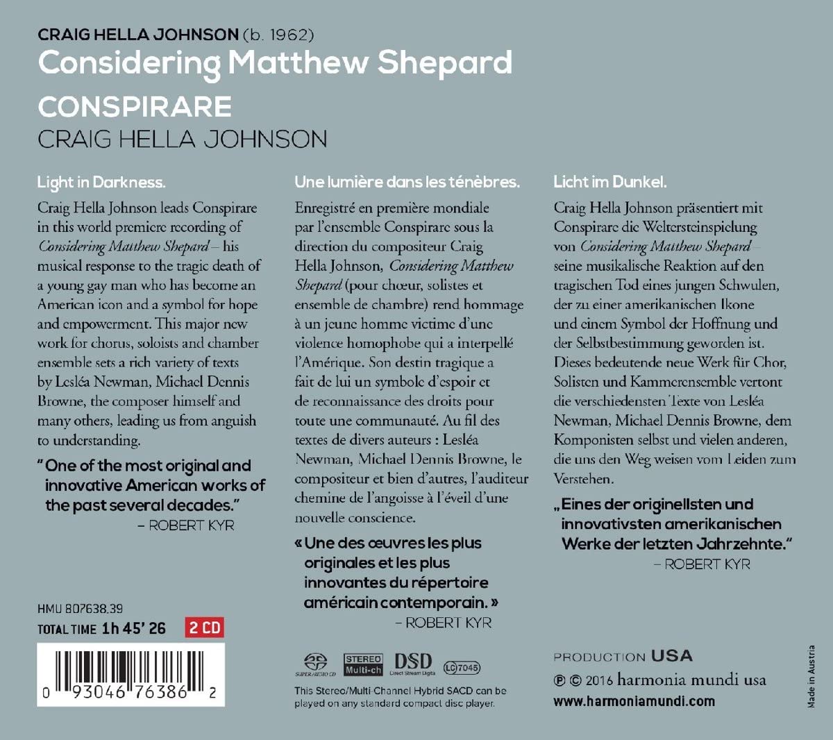 Craig Hella Johnson: Considering Matthew Shepard | Craig Hella Johnson, Conspirare