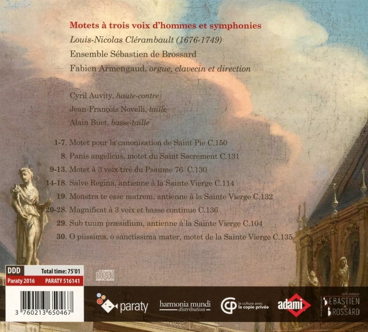 Motets a trois voix d\'hommes et symphonies | Louis-Nicolas Clerambault, Ensemble Sebastien de Brossard - 1 | YEO