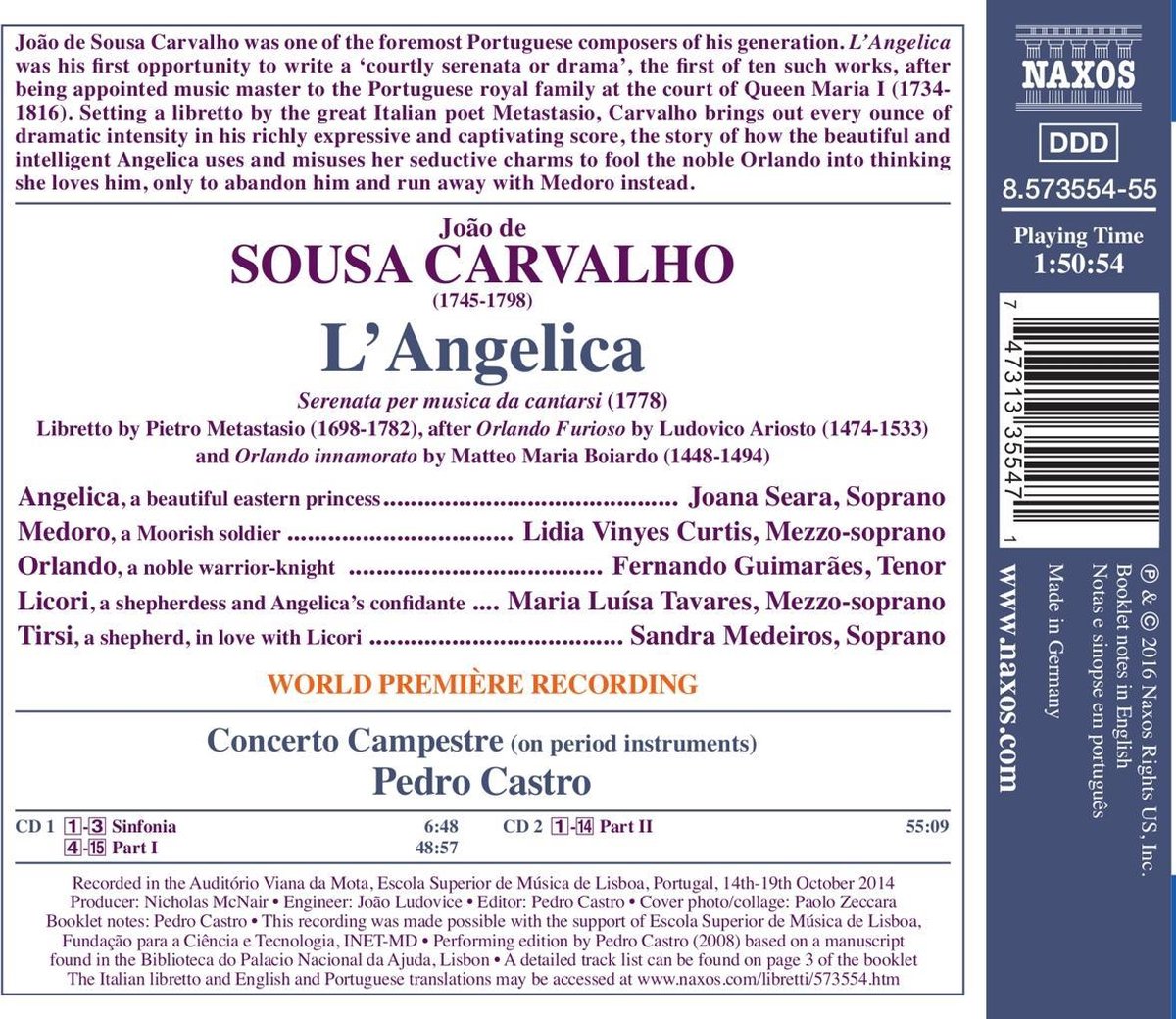 L\'Angelica | Joao de Sousa Carvalho, Pedro Castro, Concerto Campestre, Joana Seara