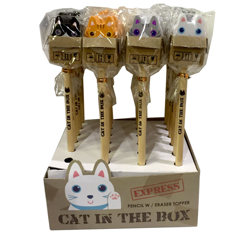 Creion cu radiera - Cat in a box - mai multe modele | Puckator