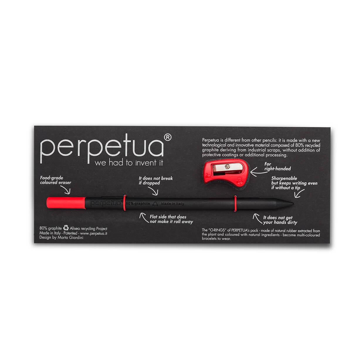 Creion Grafit - Perpetua the pencil - Back to School - Red Eraser | Perpetua