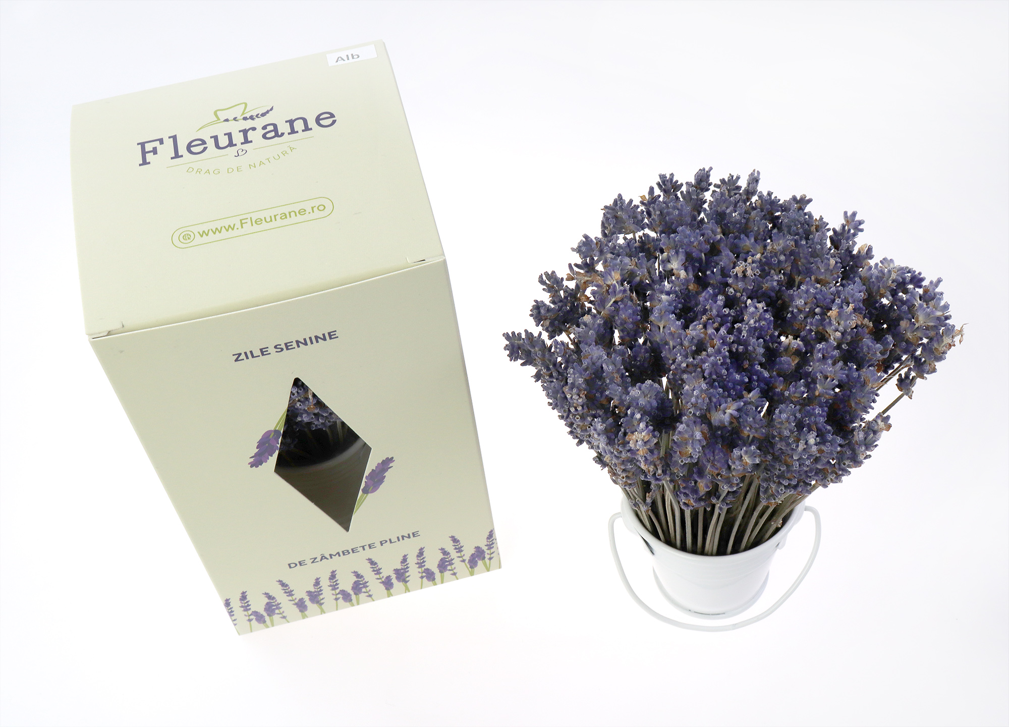 Aranjament floral - Galetusa cu lavanda, alb | Fleurane - 1 | YEO