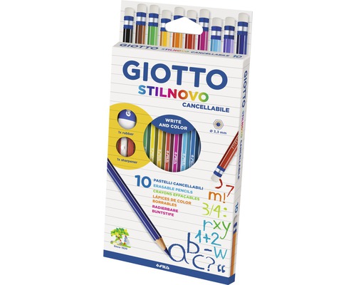 Set 10 creioane colorate cu radiera - Stilnovo | Giotto