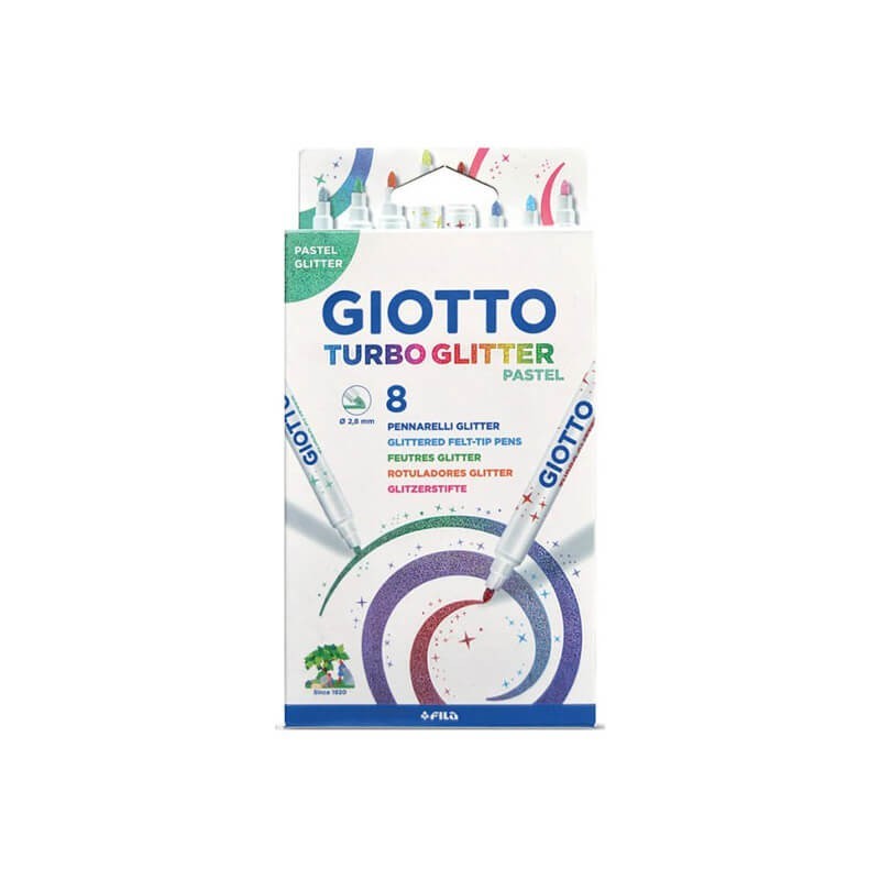 Set 8 carioci - Turbo Glitter Pastel | Giotto