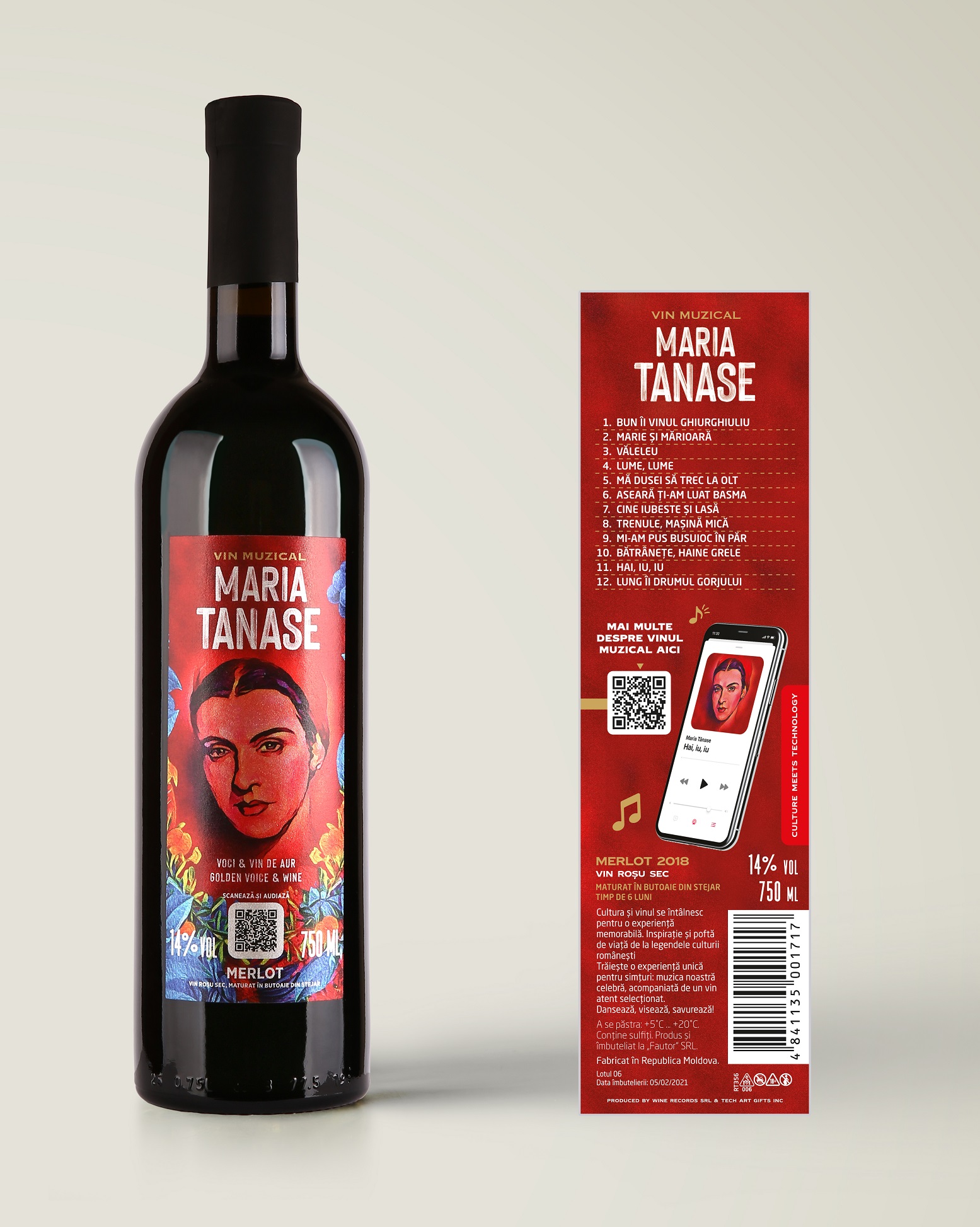 Vin muzical - Maria Tanase, rosu, merlot, 2018, sec | Magic Paper - 3 | YEO