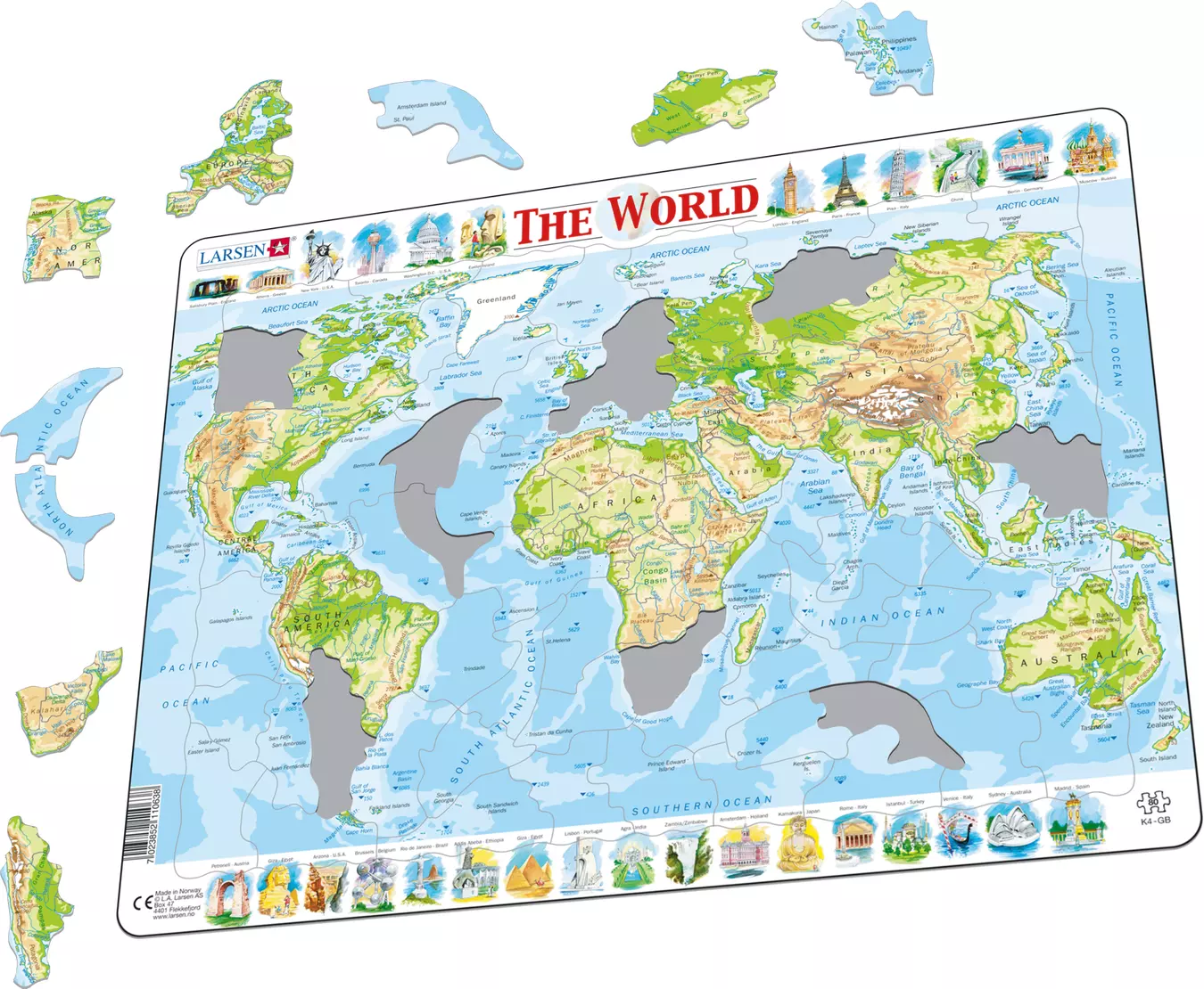 Puzzle - Harta fizica a lumii | Larsen