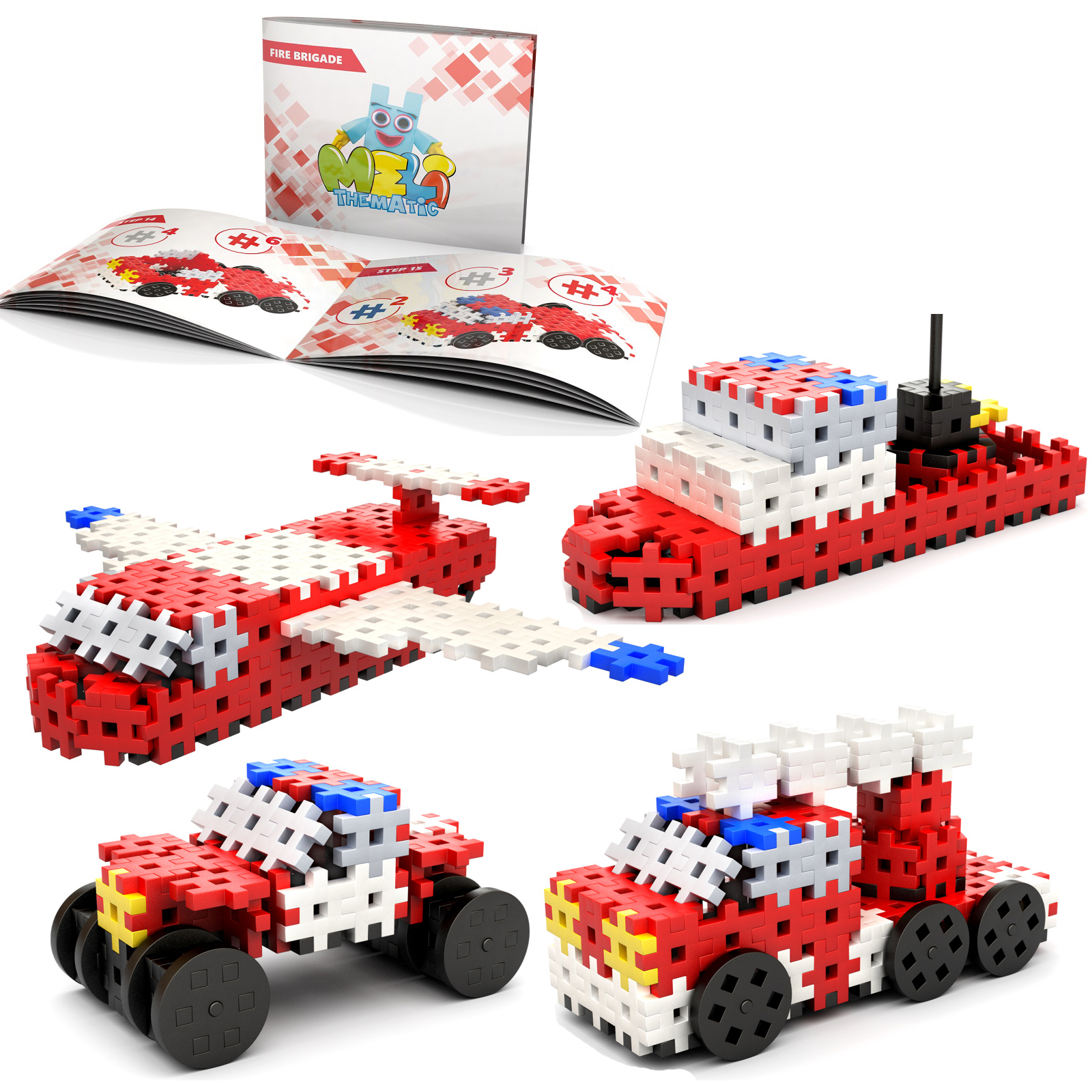 Set de constructie - Basic Fire Brigade 4in1, 153 piese | Meli - 1 | YEO