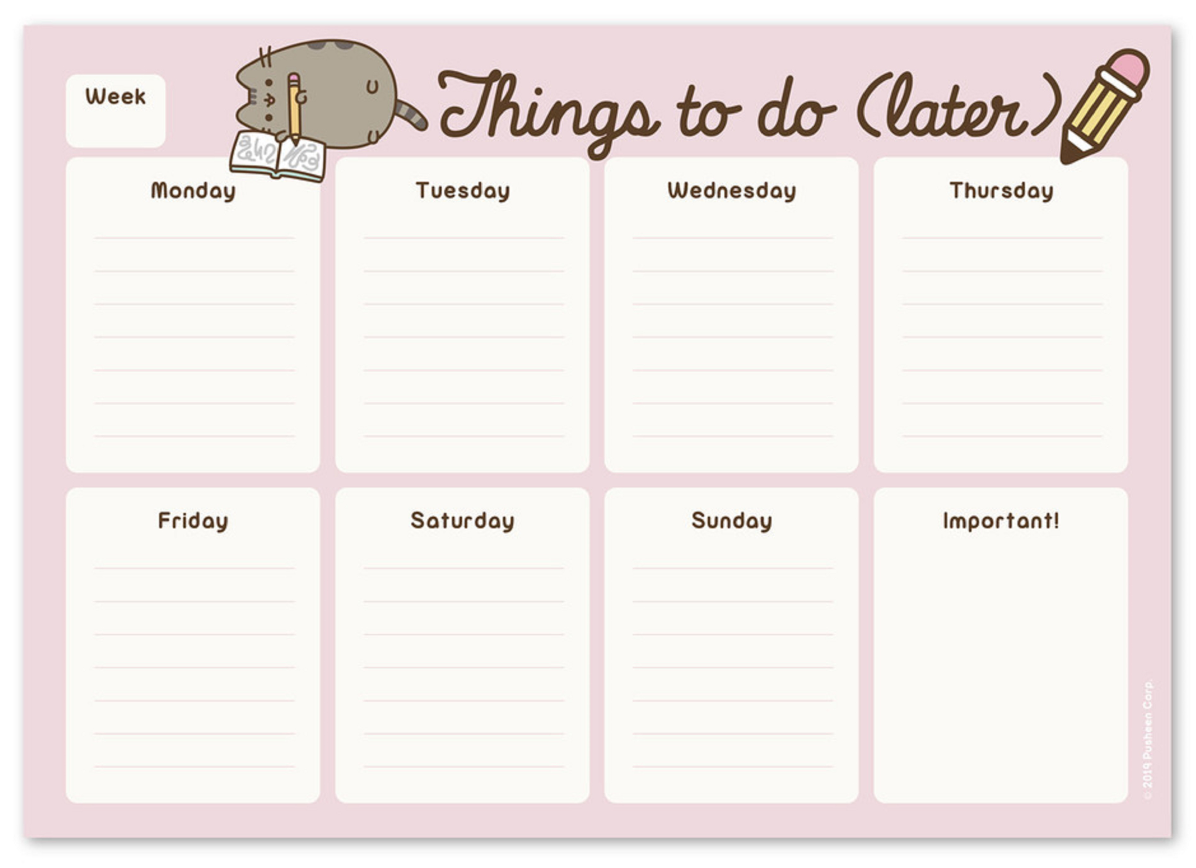 Planner saptamanal - Pusheen - Rose | Grupo Erik