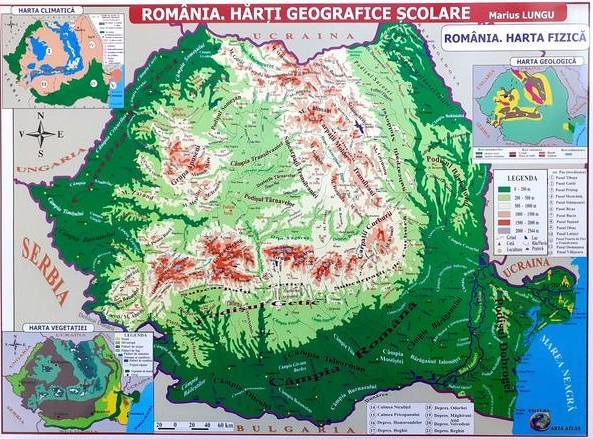 Harta fizica Romania | 
