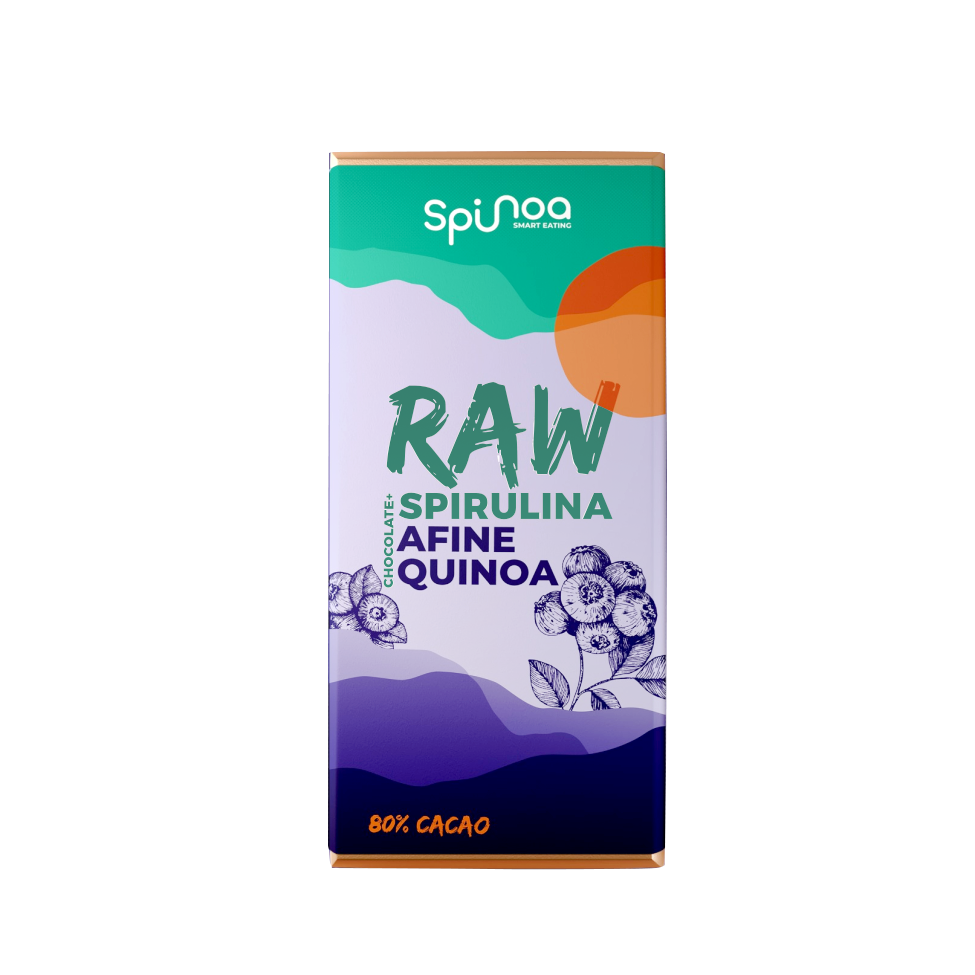 Ciocolata neagra - Raw Spirulina, Afine si Quinoa