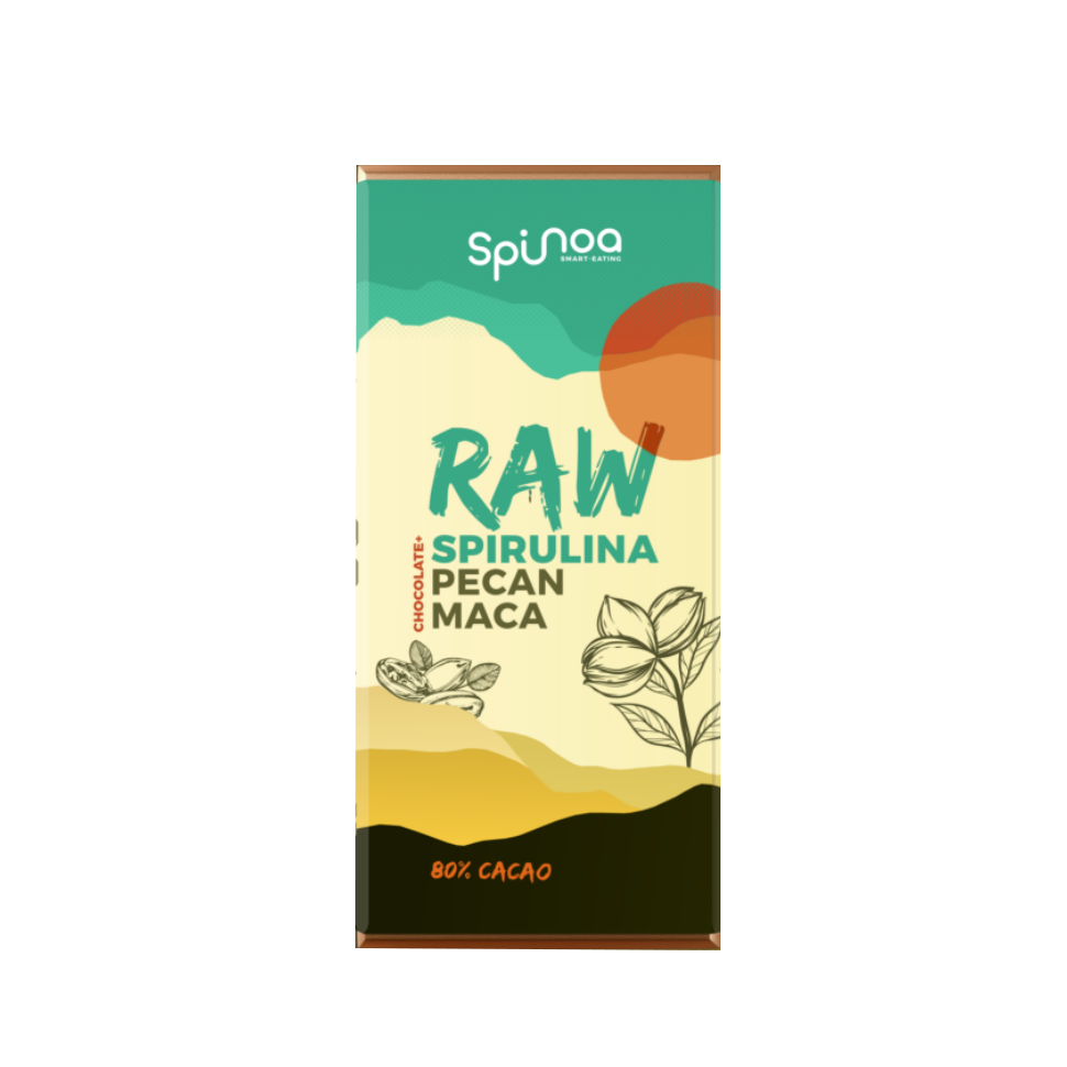Ciocolata neagra - Raw Spirulina, Pecan Maca