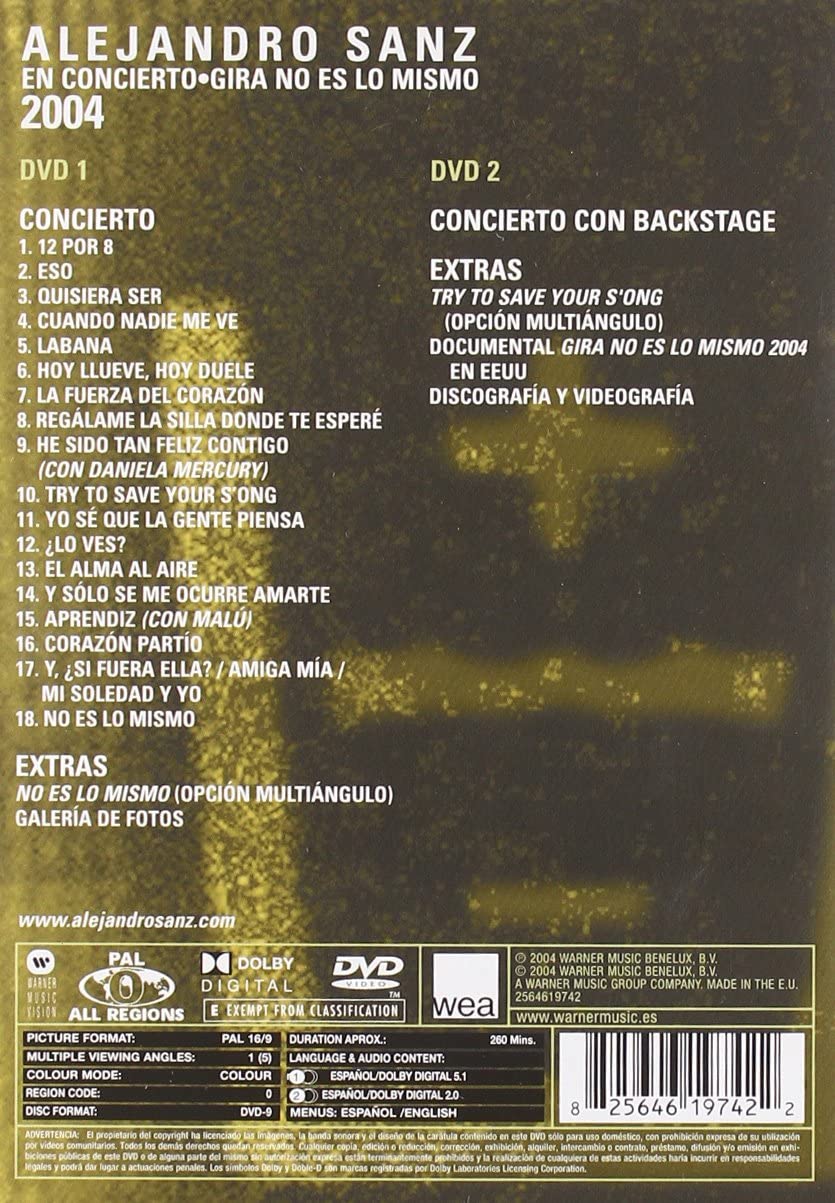 Alejandro Sanz: En Concierto - Gira No Es Lo Mismo (DVD) | Alejandro Sanz