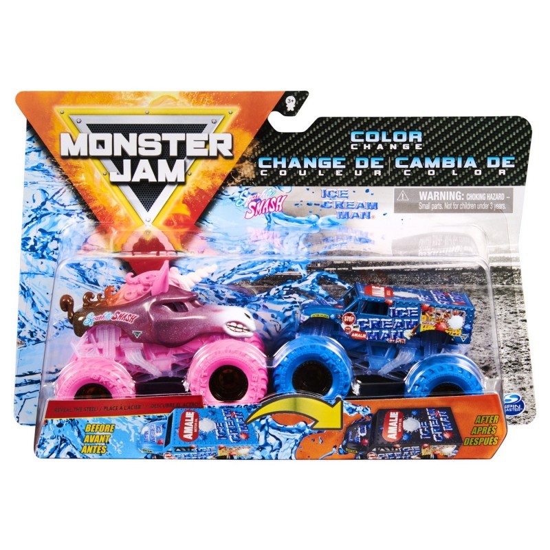 Set masinute - Monster Jam: Sparkle Smash & Ice Cream Man Color Change | Spin Master