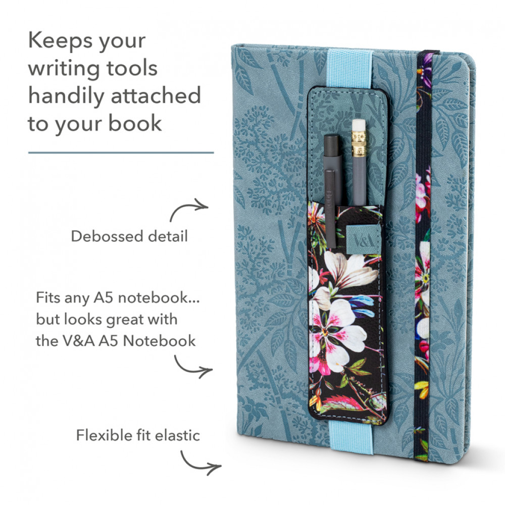 Semn de carte - Bookaroo Pen Pouch - V&A Kilburn Black Floral | If (That Company Called)